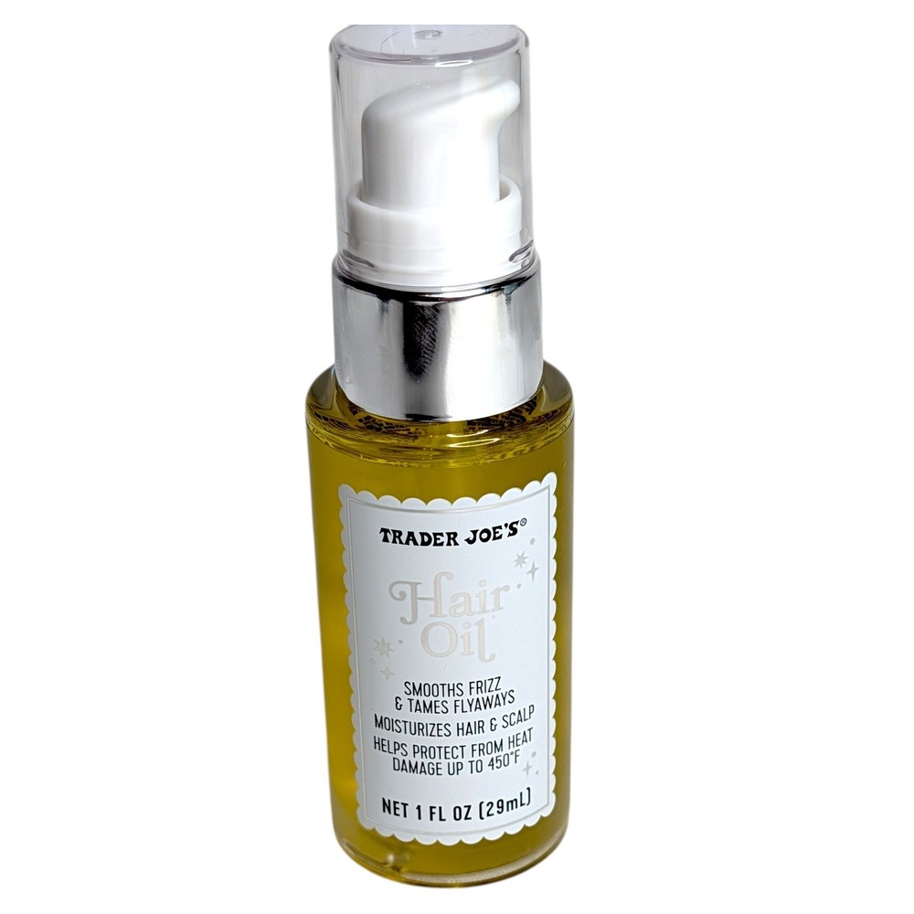 Trader Joe's Hair Oil Smooths Frizz Tames Flyaways Heat Protection 1 fl‎ oz New